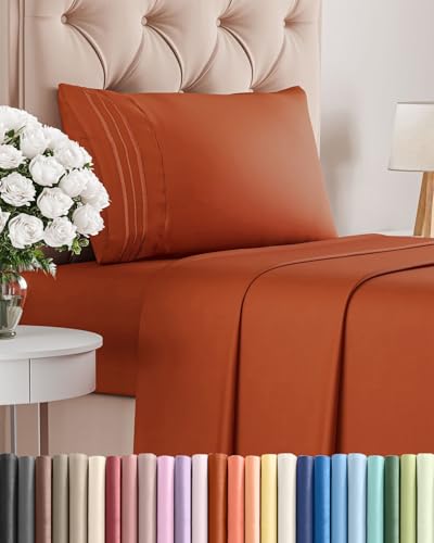 Twin Size 3 Piece Sheet Set (26 - Terracotta / Twin)