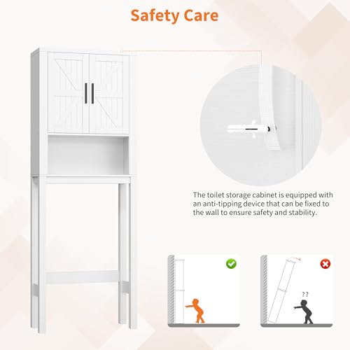 23.6 Inches Wide Toilet Rack with Over The Toilet Storage Cabinet (White 23.6"w)