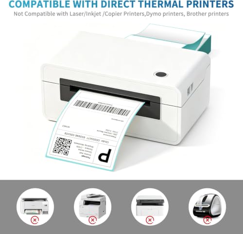 Fanfold 4 x 6 Direct Thermal Labels with Blue Background Paper Perforated Shipping Labels for Thermal Printers (Blue / 1 Stacks | 100 Labels)