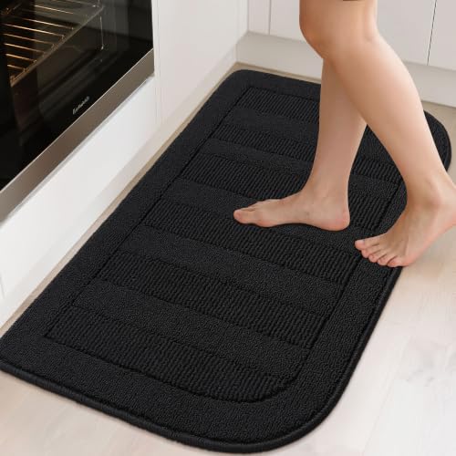 24x40 Inch Kitchen Rugs Non Slip Washable Kitchen Sink Rug (24" x 40" (Semicircular) / Black)