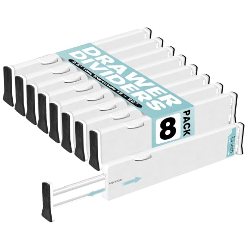 White Expandable Drawer Dividers (2.5" Tall, 13"-22" Long)
