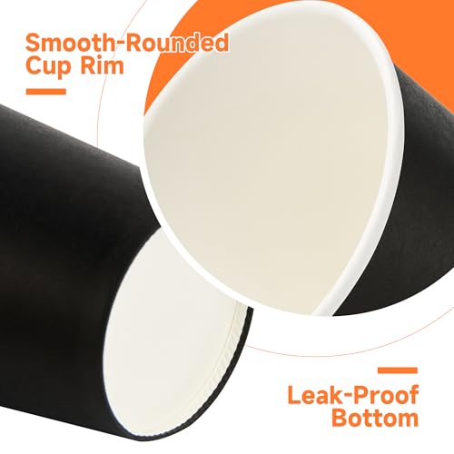 100 Pack 16 oz Disposable Coffee Cups with Lids and Sleeves (Black / 16 oz)