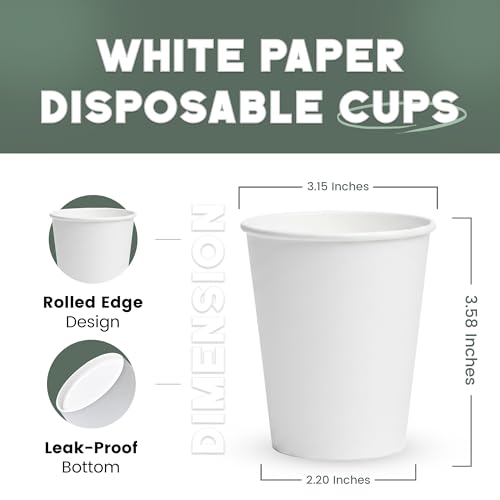 Paper Cups 8 oz 1000 Pack for Coffee & Tea Made in USA (8 Ounces)