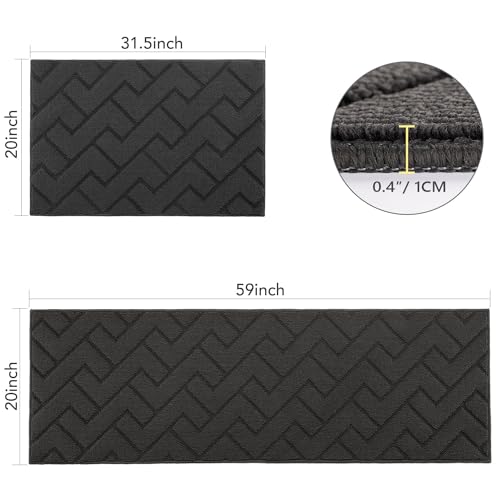 Kitchen Runner Rug (Charcoal / 20"x59"+20"x32")