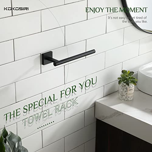 Towel Bar Matte Black Bathroom Hardware Hand Towel Rails Wall Mounted Kitchen Toilet Cabinet Paper Holder 2 Pack (Matte Black / 2 Pack)