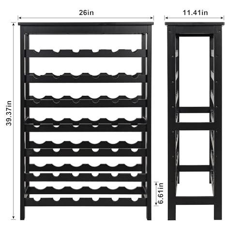 42 Bottles Bamboo Wine Rack (Black / 7-Tier)