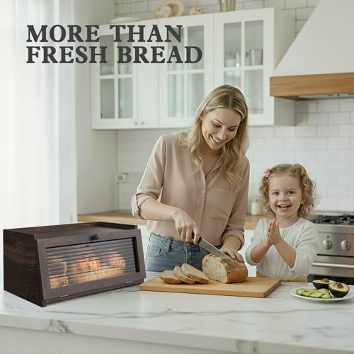 Bread Box for Kitchen Countertop (Weathered Charcoal / 1‑tier)