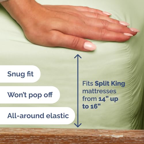 Flex Top Split Head King 4 Piece Sheet Set (16 - Light Sage Green / Split Head/Flex Top)