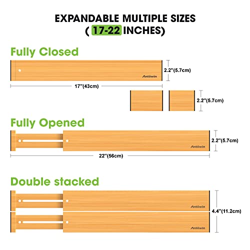 4 Pcs Expandable Bamboo Drawer Dividers (yellow)