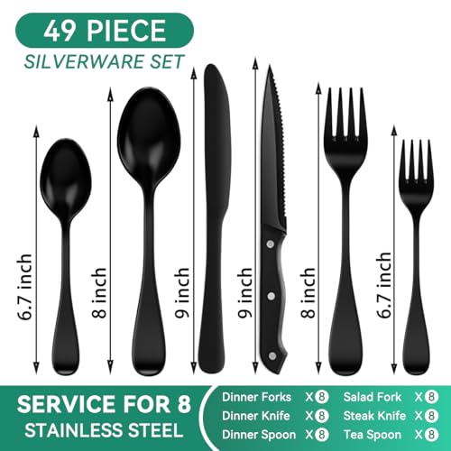 49PCS Silverware Set with Organizer (Black)