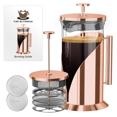 Stainless Steel French Press Coffee Maker 34 oz (Rose Gold)