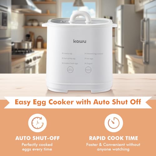 Egg Cooker, 6-in-1 Electric Egg Boiler for Hard Boiled Eggs (White)