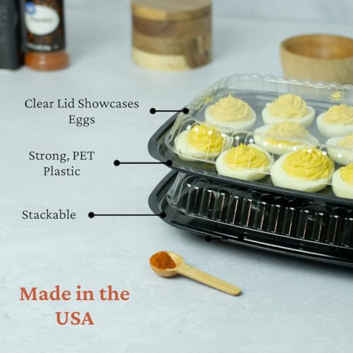 16 Pack Disposable Deviled Egg Containers with Lid (12 Egg Halves)