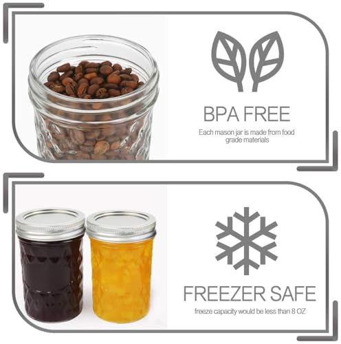 Mason Jars 15 PACK 8 OZ Canning Jars Jelly Jars With Regular Lids
