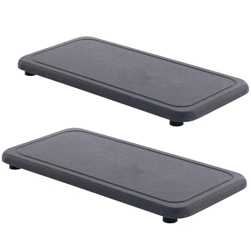 2Pcs Water Absorbent Diatomite Coasters Bathroom Sink Stone Trays (Dark Gray / 8.3" x 3.9")