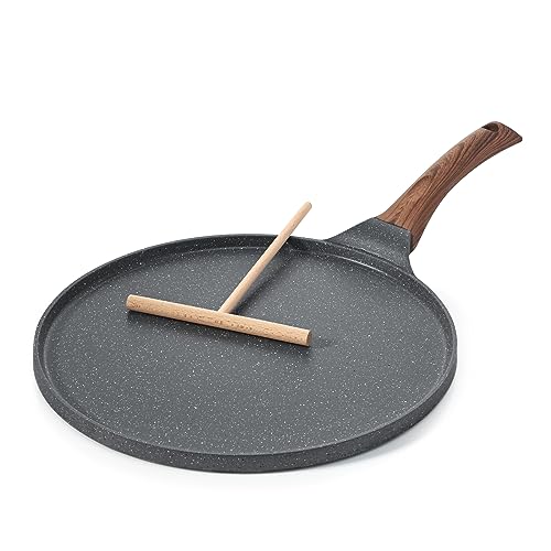 12 Inch Nonstick Crepe Pan Granite Coating Pancake Pan Gray (Gray / 12 Inch)