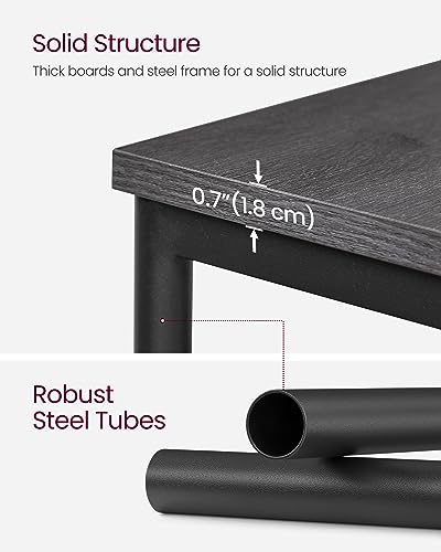 Side Table Small End Table (Misty Gray + Ink Black)