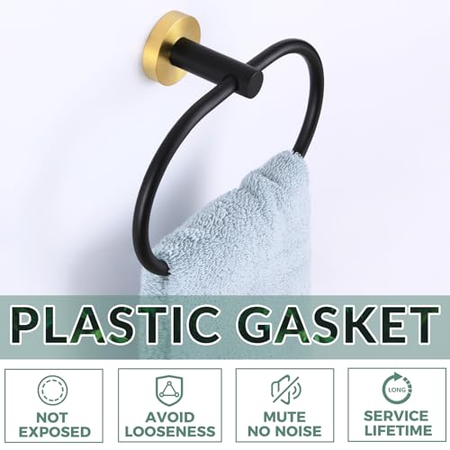 Hand Towel Holder for Bathroom Sink (Black & Gold)