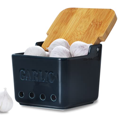 Garlic Keeper with Lid (Navy)