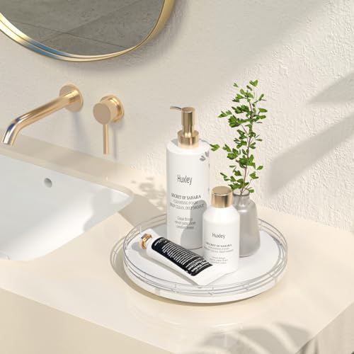10 Inch Oak Lazy Susan Vanity Tray with Silver Metal Rail (Sliver White / 10)