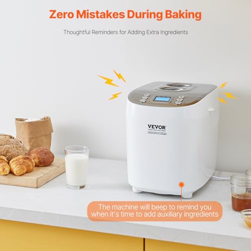 Bread Maker Dough Machine 15 Menus in 1 (White+Silver)