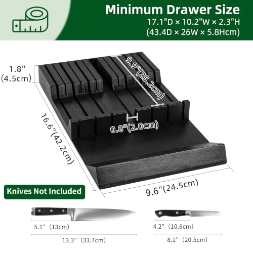 Bamboo Knife Drawer Organizer (Black / 12 Holder)