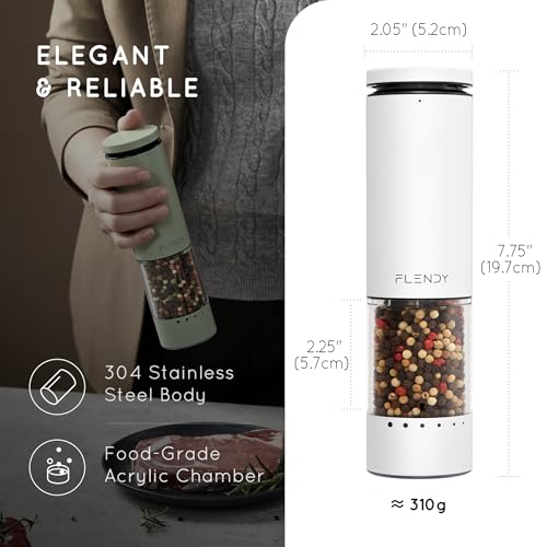 Rechargeable Electric Salt and Pepper Grinder Set with Charging Base (Set of 2 with Charging Base / Black/White)