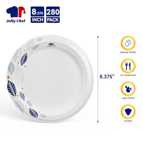 280 Count Paper Plates 8 inch Disposable (280 Count (Pack of 1))