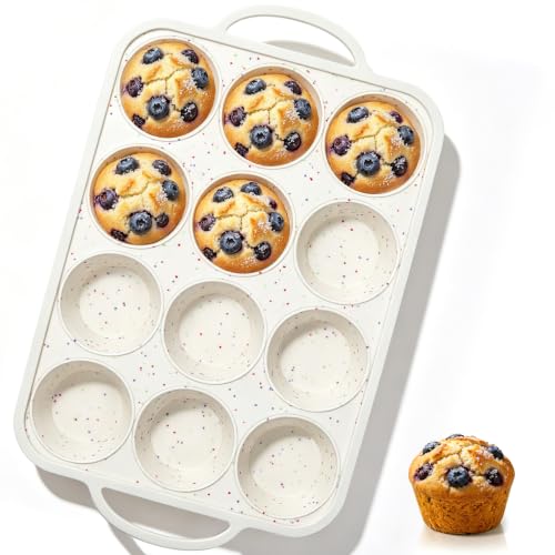 1Pack Silicone Muffin Pan for Baking with Metal Reinforced Frame (Standard)