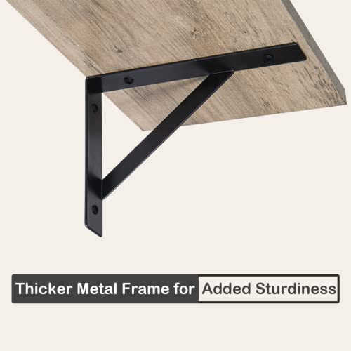 Wall Shelves 23.6" Long Floating Shelves with Metal Brackets (Greige / 23.6 Inch)