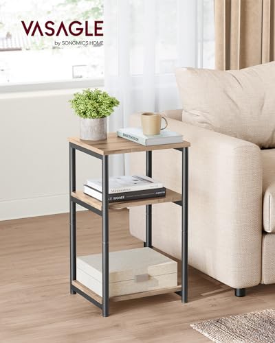 Side Table Small End Table (Camel Brown + Ink Black)