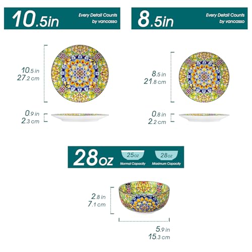 12 Pieces Dinnerware Sets (Service for 4 (12 Pcs) / Bohemian Green)