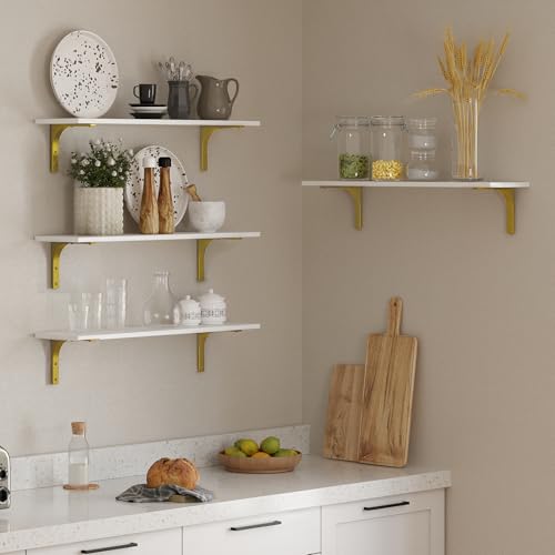 Long Wall Shelves (White and Gold / 31.5 Inch)