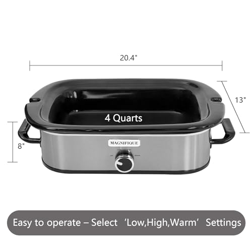 4 Quart Slow Cooker with Casserole Manual Warm Setting