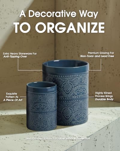 Kitchen Utensil Holder (2Pcs Grayish Blue)