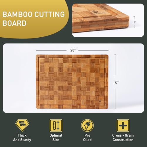 Extra Large Bamboo Wooden Cutting Board Wood Cutting Boards for Kitchen (20*15in)