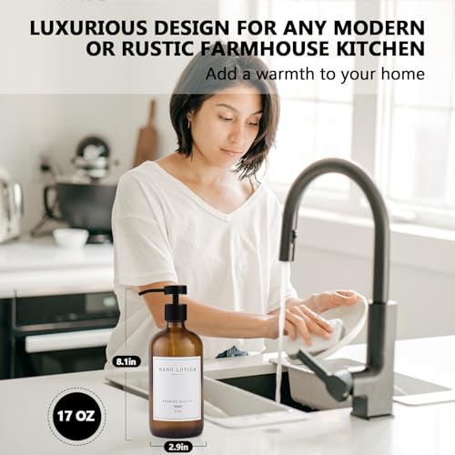Amber Glass Soap Dispenser (2 Count)