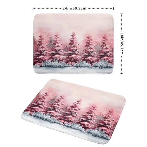 Christmas Decorative Dish Drying Pad Absorbent Microfiber Drying Mat Pink Trees Drainer Mats 18 X 24 In (Winter Trees 4724 / 24" x 18")