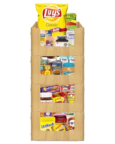 Wooden Stackable Storage Bins Open Front for Pantry Storage (3 Count)