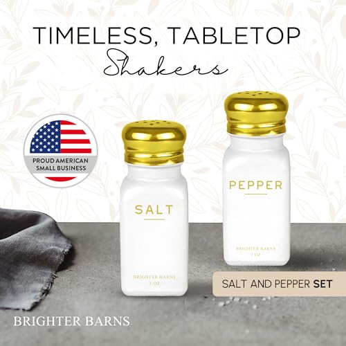 Gold Salt and Pepper Shakers Set by Brighter Barns (White/Gold)