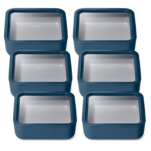6 Piece Glass Food Storage Container Set (Navy / 10 Cup Food Storage (6x))