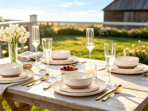 Dinnerware Sets for 8 (Light Beige / Service For 8(24Pcs))