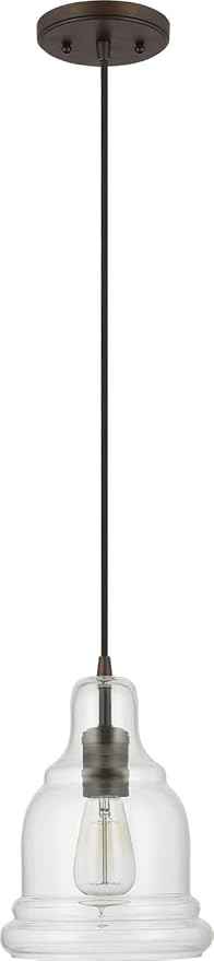 Capital Lighting 4643BB-138 Ashlyn Modern Clear Glass Jar Pendant, 1-Light 75 Watts, 11" H x 8" W, Burnished Bronze