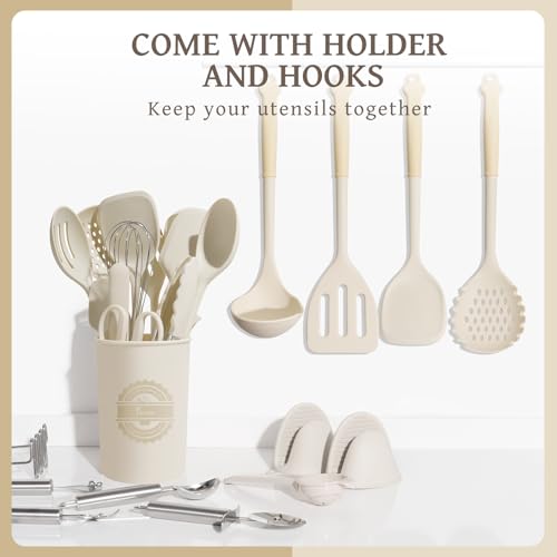 43 PCS Silicone Kitchen Utensils Set (Cream)
