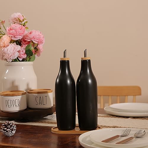 Ceramic Olive Oil Dispenser for Kitchen (Black)