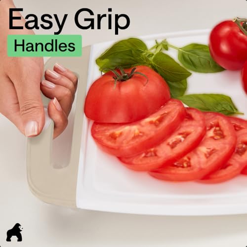 BPA Free Reversible Kitchen Cutting Board (Almond/White / Large (Pack of 3))