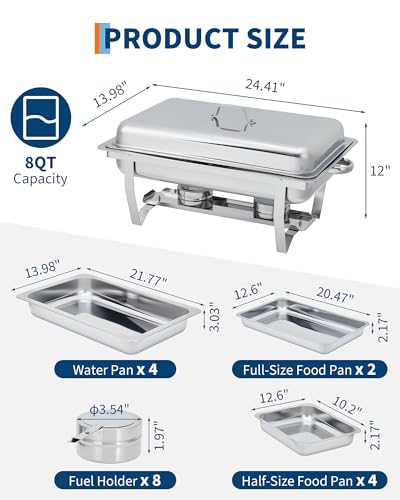 Chafing Dishes for Buffet 4 Pack (Silver / 4 Pack Combo)