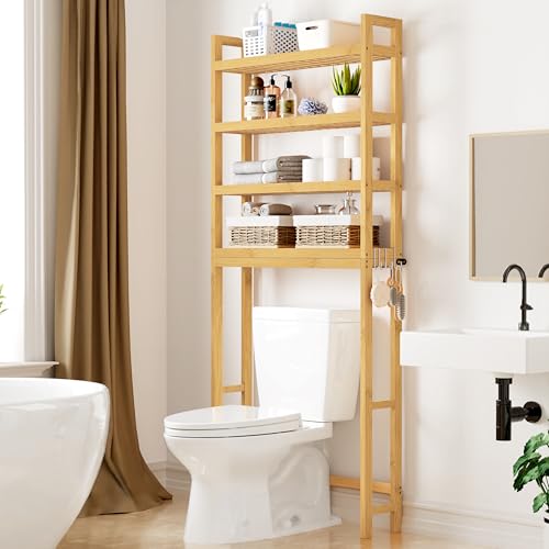 Bamboo Over The Toilet Storage Cabinet (Natural / 4 Tiers (72.8"H))