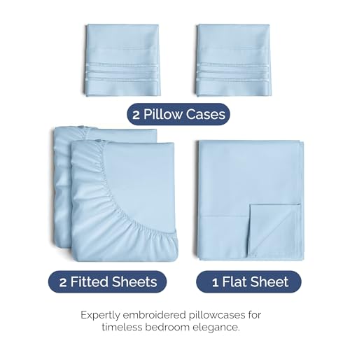 Split King Size 5 Piece Sheet Set (21 - Baby Blue / Split King Size)