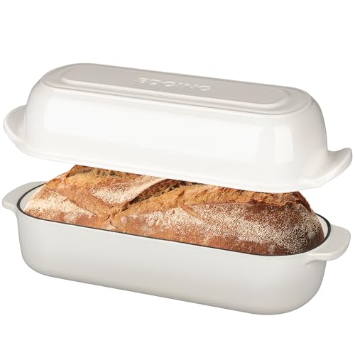 Enameled Cast Iron Loaf Pan with Lid (White)